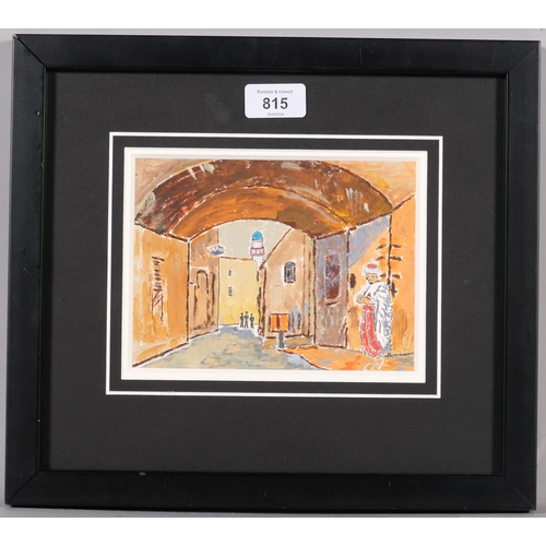 815 - Robert Clarke, North African street scene, 20th century oil on board, 13cm x 17.5cm, framed