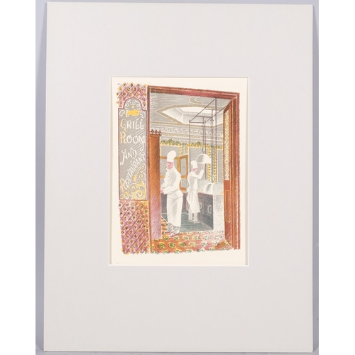 817 - Eric Ravilious (1903 - 1942), Grill Room And Restaurant, lithograph, sheet 24cm x 18cm, mounted, ori... 