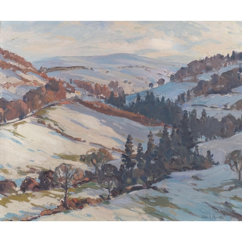 823 - Edwin Forrest, snowy landscape, oil on board, 50cm x 60cm