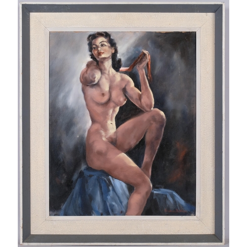 829 - Gudrun Sibbons, nude life study, oil on board, 50cm x 40cm, framed