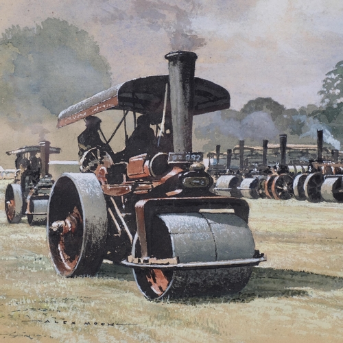 830 - 3 watercolours; Alex Moon, Crowford Steam Rally, watercolour, 25cm x 36cm, H Alken, The York Coach, ... 