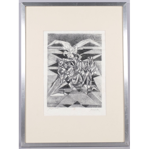 834 - Jacques Villon, cubist image, proof lithograph on handmade paper, signed in ink, image 40cm x 30cm, ... 