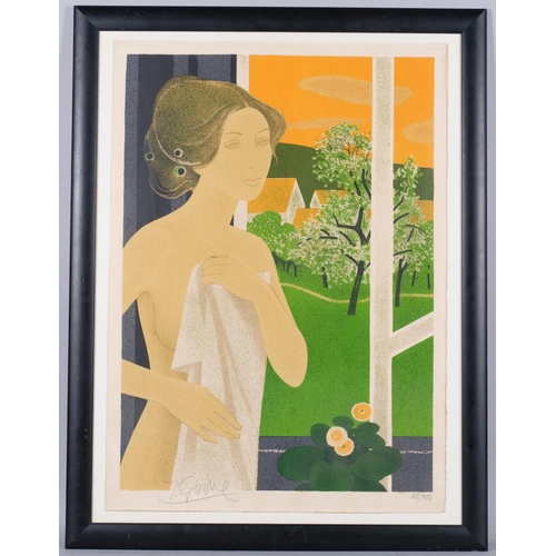 836 - Yves Ganne, Figure, original lithograph, signed in pencil, no. 45/150, image 70cm x 50cm, framed