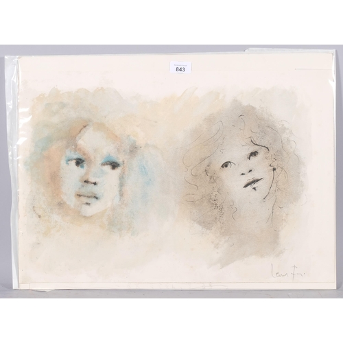 843 - Leonor Fini, 2 faces, original lithograph, signed in pencil, sheet 39cm x 55cm, unframed