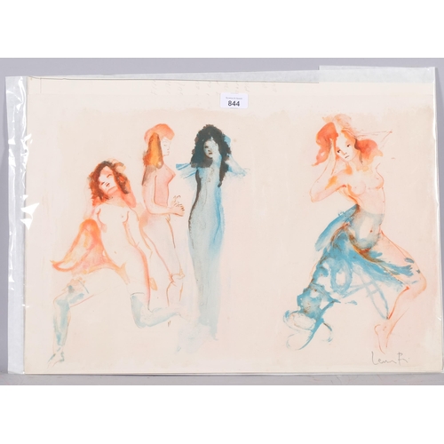 844 - Leonor Fini, figures, original lithograph, signed in pencil, sheet 39cm x 55cm, unframed