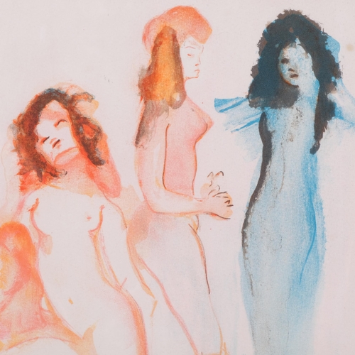 844 - Leonor Fini, figures, original lithograph, signed in pencil, sheet 39cm x 55cm, unframed