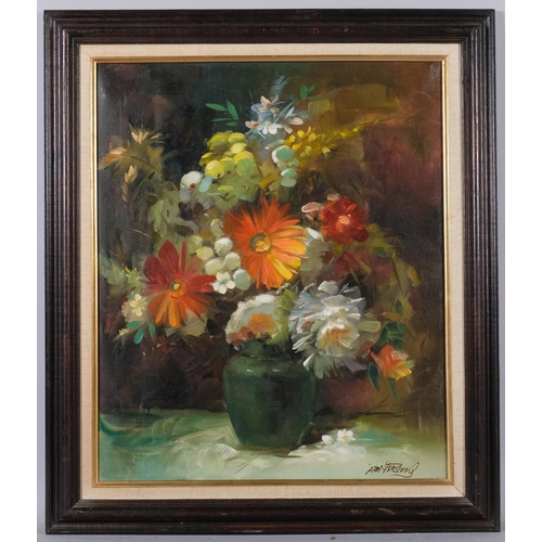 852 - Still life flowers, oil on canvas, 60cm x 50cm, framed