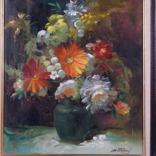 852 - Still life flowers, oil on canvas, 60cm x 50cm, framed