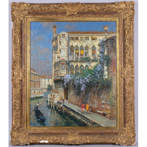 868 - Luigi Lanza (1860 - 1913) oil on canvas, scene in Venice, 75cm x 59cm, framed and glazed