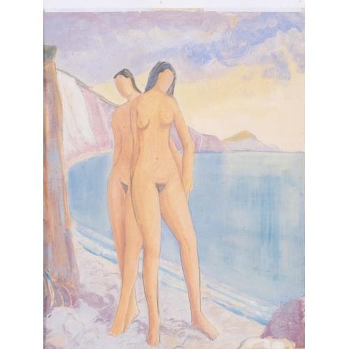 881 - Style of Augustus John, pair of gouache paintings, Classical nudes, circa 1930s, unsigned, 25cm x 19... 