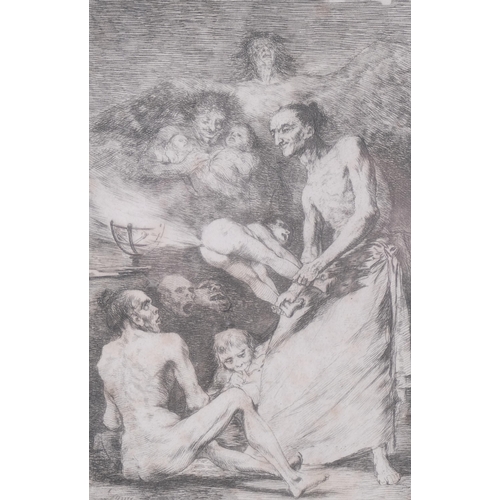 882 - Goya, Sopla, etching/aquatint, plate 69, image 17.5cm x 12cm, framed