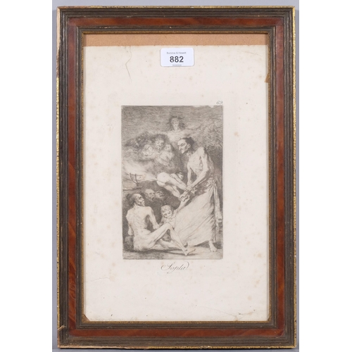 882 - Goya, Sopla, etching/aquatint, plate 69, image 17.5cm x 12cm, framed