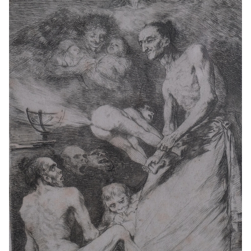 882 - Goya, Sopla, etching/aquatint, plate 69, image 17.5cm x 12cm, framed