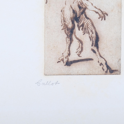 884 - Study of a mythological beast, Old Master style pen and ink drawing, inscribed Callot on backing she... 