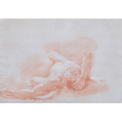 886 - 18th century Italian School, pair of male nude life studies, sanguine chalk on paper heightened with... 