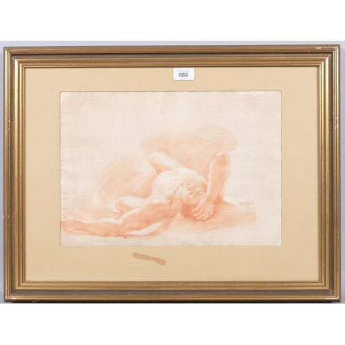 886 - 18th century Italian School, pair of male nude life studies, sanguine chalk on paper heightened with... 