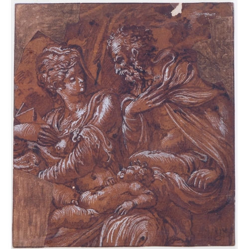 890 - Antonio Campi (1523 - 1587), the Holy Family, pen and brown ink, brown wash heightened with white on... 