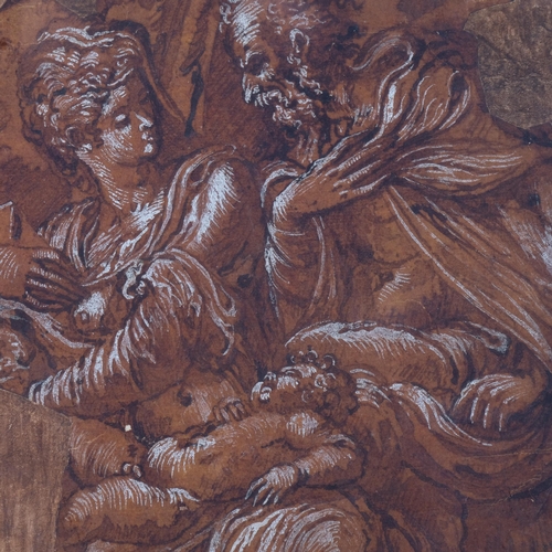 890 - Antonio Campi (1523 - 1587), the Holy Family, pen and brown ink, brown wash heightened with white on... 