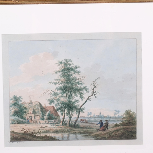 897 - Nicolas Wicart (1748 - 1815), pair of river landscapes, watercolour, 30cm x 37cm, framed