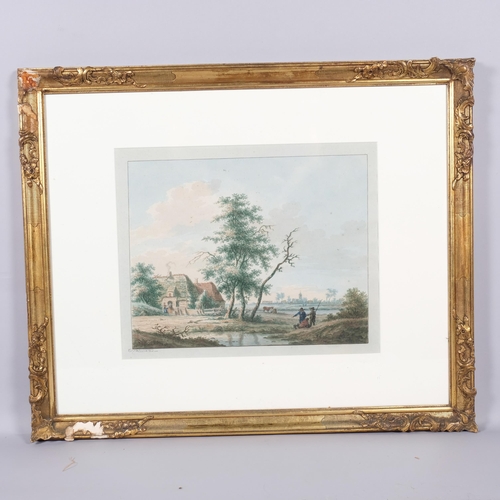 897 - Nicolas Wicart (1748 - 1815), pair of river landscapes, watercolour, 30cm x 37cm, framed