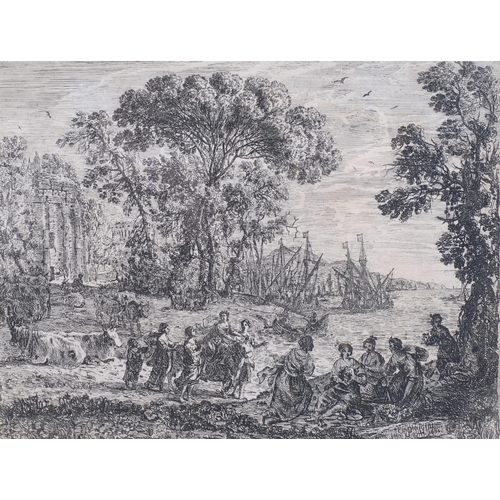 901 - Claude Lorrain (1600 - 1682), The Rape of Europa, engraving, plate 20cm x 26cm, mounted