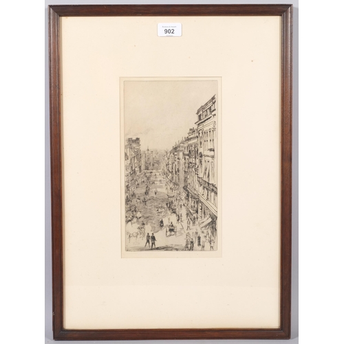 902 - James McNeill Whistler (1834 - 1903), St James's Street, 1878, etching and drypoint on ivory laid pa... 