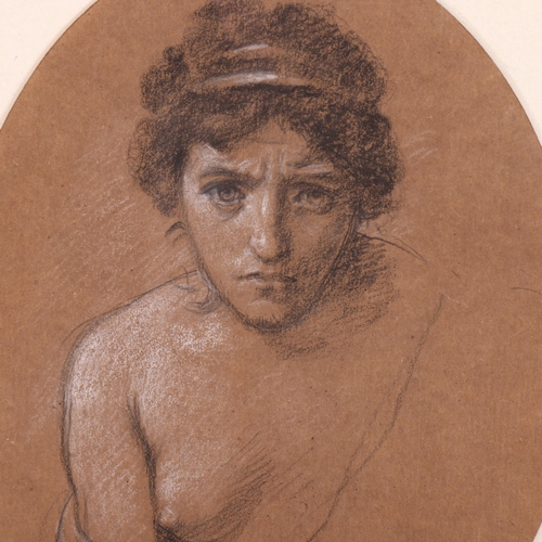 915 - Sir Edward John Poynter PRA RWS (1826 - 1919), study of a draped woman, charcoal/chalk on brown pape... 