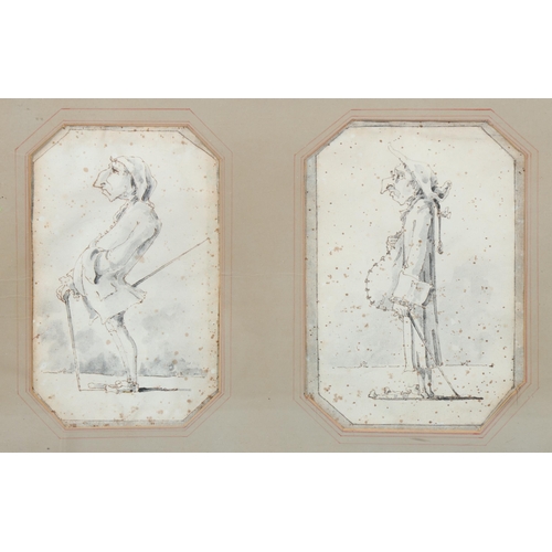 918 - Paul Sandby (circa 1730 - 1809), pair of character sketches, ink and wash on paper, images 16.5cm x ... 