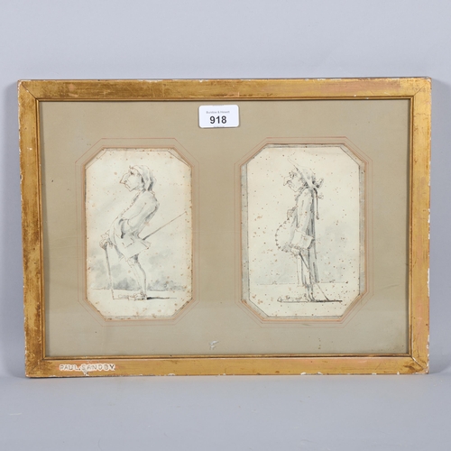 918 - Paul Sandby (circa 1730 - 1809), pair of character sketches, ink and wash on paper, images 16.5cm x ... 