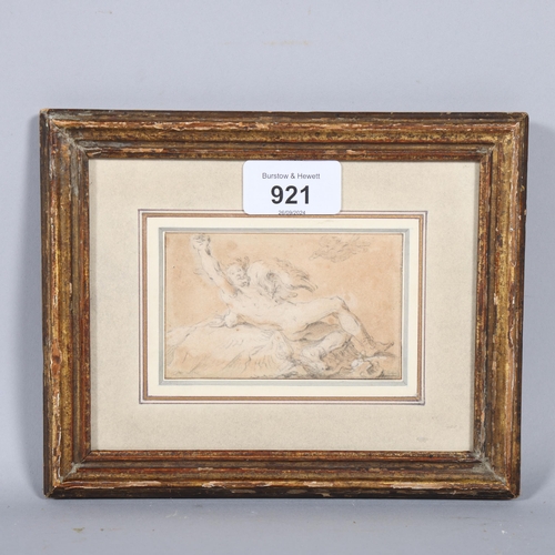 921 - Abraham Bloemaert (1564 - 1651), Prometheus, ink and wash on paper, 5.5cm x 9.5cm, framed