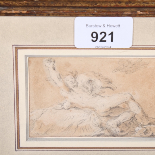 921 - Abraham Bloemaert (1564 - 1651), Prometheus, ink and wash on paper, 5.5cm x 9.5cm, framed