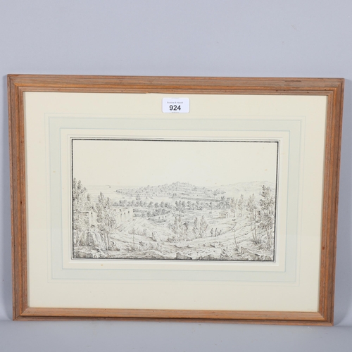 924 - Antonio Senape (1788 - 1850), Siracusa Presa Dal Teatro, 18cm x 30cm, framed, provenance: Agnew & So... 