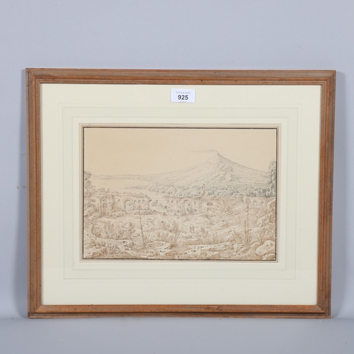 925 - Antonio Senape (1788 - 1850), Anfiteatro Di Taormina, 21.5cm x 31cm, framed, provenance: Agnew & Son... 