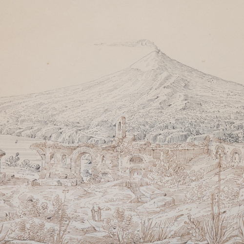 925 - Antonio Senape (1788 - 1850), Anfiteatro Di Taormina, 21.5cm x 31cm, framed, provenance: Agnew & Son... 