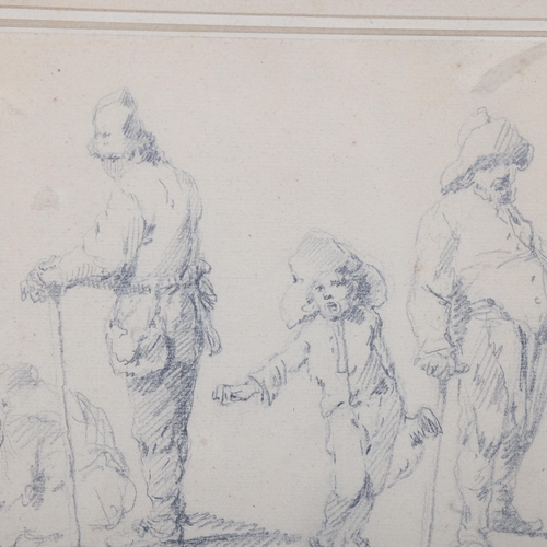 926 - Old Master style group of figures, pencil on paper, 18cm x 23cm, framed