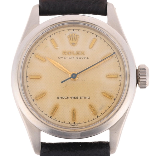 1001 - ROLEX -  a Vintage stainless steel Oyster Royal mechanical wristwatch, ref. 6244, circa 1952, silver... 