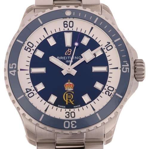 1003 - BREITLING - a rare limited edition stainless steel SuperOcean 42 'King Charles III Coronation RaSP' ... 