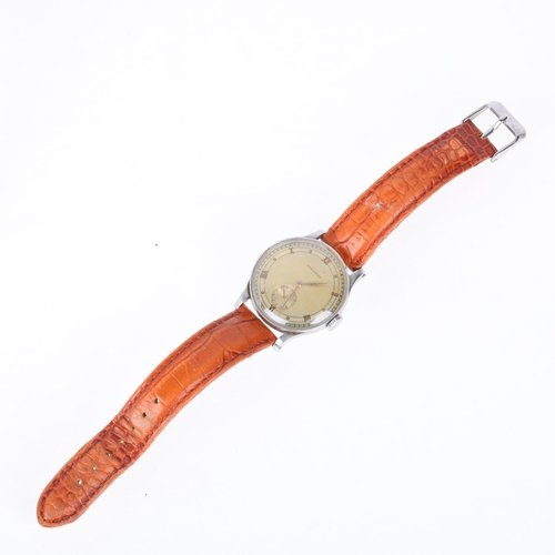 1005 - LONGINES - a Second World War Period stainless steel pilot's type mechanical wristwatch, circa 1944,... 