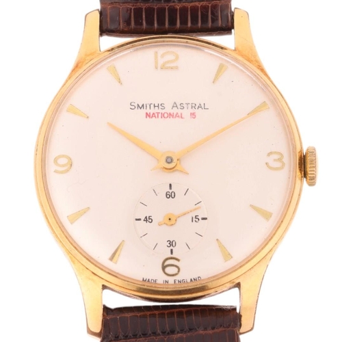 1014 - SMITHS ASTRAL - a Vintage gold plated stainless steel National 15 mechanical wristwatch, circa 1960s... 