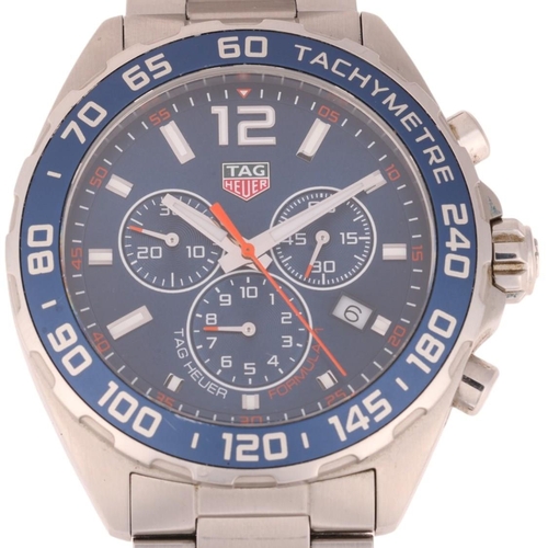 1015 - TAG HEUER - a stainless steel Formula 1 quartz chronograph calendar bracelet watch, ref. CAZ1014, bl... 