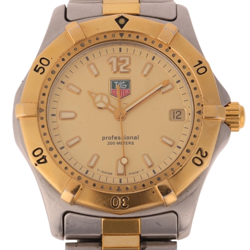 1016 - TAG HEUER - a gold plated stainless steel 2000 Series Professional 200M quartz calendar bracelet wat... 