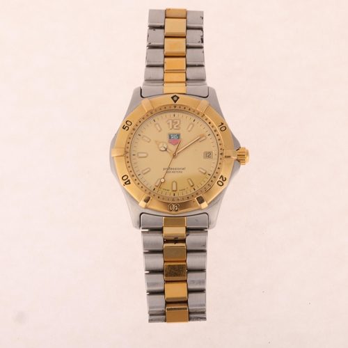 1016 - TAG HEUER - a gold plated stainless steel 2000 Series Professional 200M quartz calendar bracelet wat... 