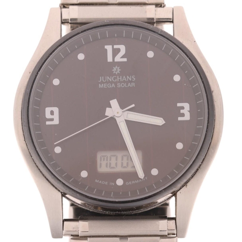 1019 - JUNGHANS - a stainless steel and black ceramic Mega Solar quartz bracelet watch, ref. 053/1210, blac... 