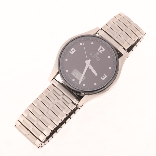 1019 - JUNGHANS - a stainless steel and black ceramic Mega Solar quartz bracelet watch, ref. 053/1210, blac... 