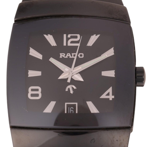 1020 - RADO - a black High-Tech ceramic Sintra DiaStar automatic calendar bracelet watch, ref. 629.0615.3, ... 