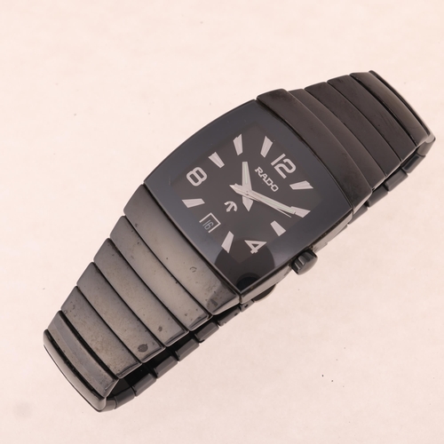 1020 - RADO - a black High-Tech ceramic Sintra DiaStar automatic calendar bracelet watch, ref. 629.0615.3, ... 