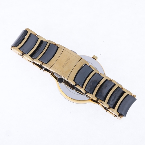 1021 - RADO - a gold plated black High-Tech ceramic Centrix DiaStar quartz calendar bracelet watch, ref. 11... 