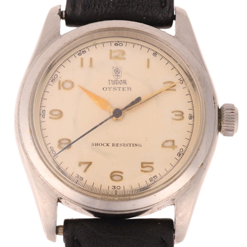 1023 - TUDOR - a Vintage stainless steel Oyster mechanical wristwatch, ref. 7804, circa 1950s, silvered dia... 