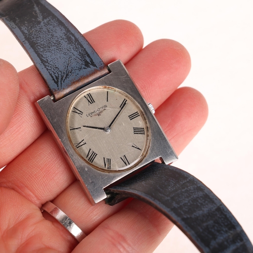 1029 - LONGINES - a Vintage stainless steel mechanical wristwatch, ref. 8099, circa 1969, oval silvered dia... 