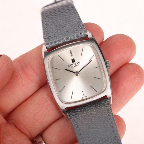 1031 - UNIVERSAL GENEVE - a stainless steel Tank mechanical wristwatch, ref. 842114, circa 1960s, silvered ... 